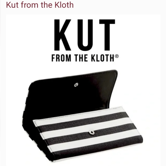 Kut from the kloth black and white striped wallet with Dust Bag - Picture 1 of 11